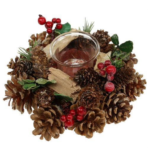 Floristik24 Gyertya elrendezés kúpokkal natúr 19cm