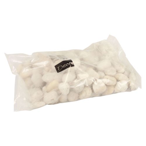 tételeket Díszkövek, folyami kavicsok, fehér, 2cm - 5,5cm, 5kg