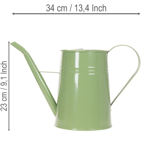 Vintage fém beltéri öntözőkanna, mentazöld, 1,7L, díszváza, retró dizájn, M23cm | Floristik24.hu
