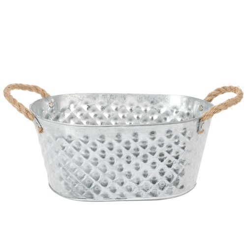 Ovális cinktál kötélfogantyúkkal, 27cm x 17,5cm, M12cm vétel | Floristik24.hu