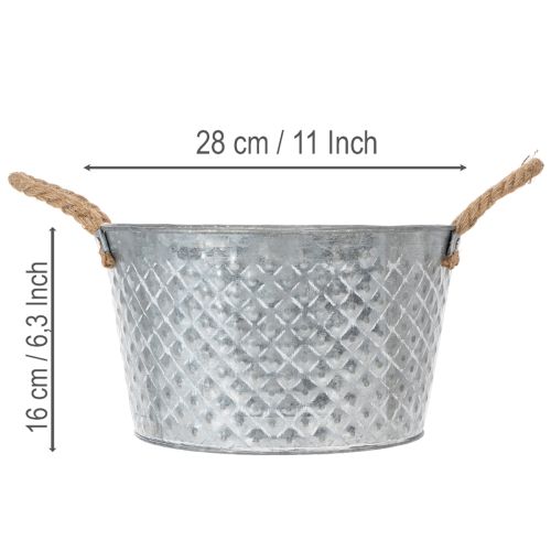 Kerek cinktál kötélfogantyúkkal Ø28cm M16cm | Floristik24.hu