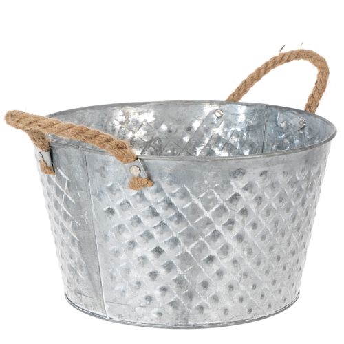 Kerek cinktál kötélfogantyúkkal Ø28cm M16cm | Floristik24.hu