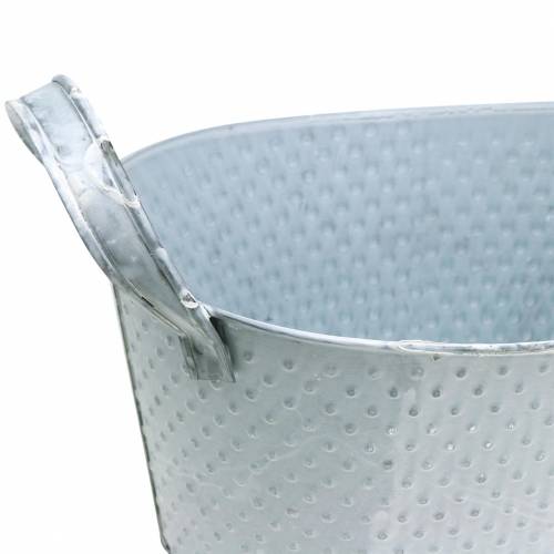 Cink tál ovális világosszürke mosott 27x18cm H12cm | Floristik24.hu