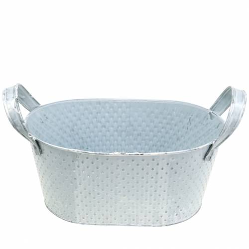 Cink tál ovális világosszürke mosott 27x18cm H12cm | Floristik24.hu