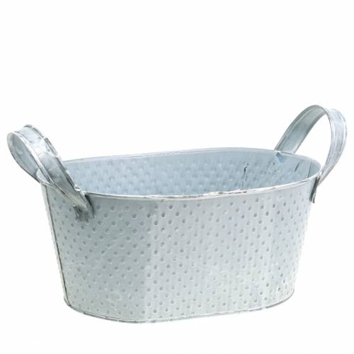 Cink tál ovális világosszürke mosott 27x18cm H12cm | Floristik24.hu