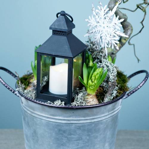 Floristik24 Cink tál füllel szürke, barna és fehér mosott Ø31cm H21cm