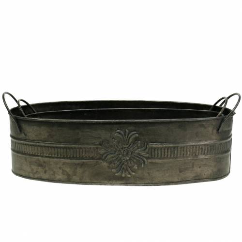 Floristik24 Dekoratív tál antik ovális cink 33,5cm / 29,5cm 2db