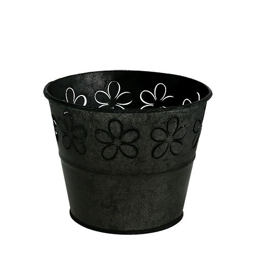 Floristik24 Cink cserép fekete virágokkal Ø10cm H8cm