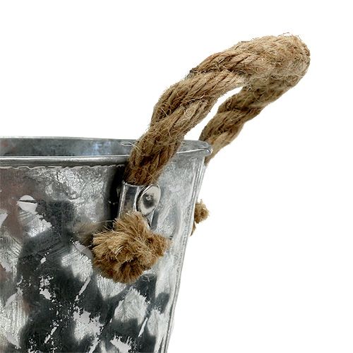 Floristik24 Cink edény kötélnyelekkel Ø12cm H10cm