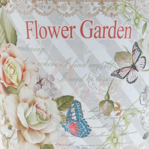 Floristik24 Virágcserepes fém rózsa nyári dekorációs ültetőgép Ø15cm H15,5cm