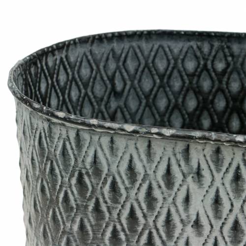 Floristik24 Cink edény gyémántmintás ovális 23cm x 15cm / 21,5cm x 14cm 2db