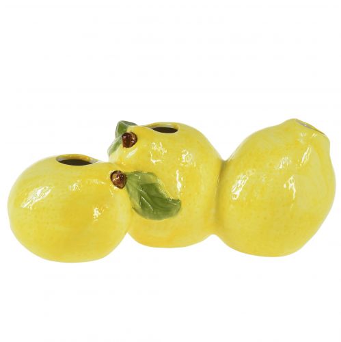Floristik24 Citromos dekoratív váza kerámia 3 nyílással 21,5x11x8cm