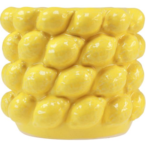 Floristik24 Citromváza kerámia ültetőgép citromsárga Ø17cm H15cm