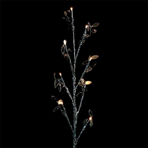 Floristik24 Ág ezüst levelekkel LED 75cm 2 db