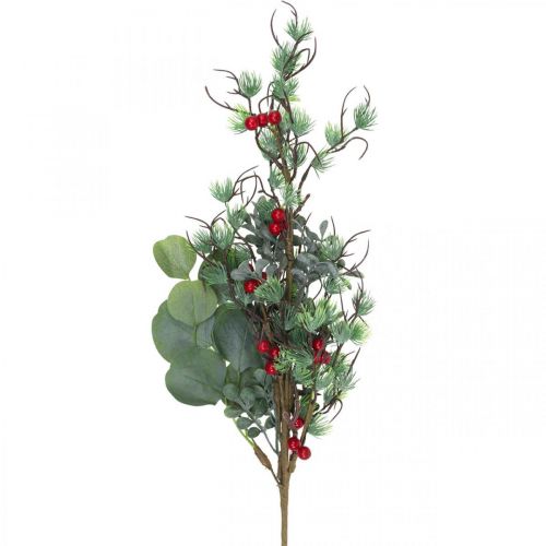Karácsonyi ág mesterséges zöld piros bogyós dekoráció 70cm