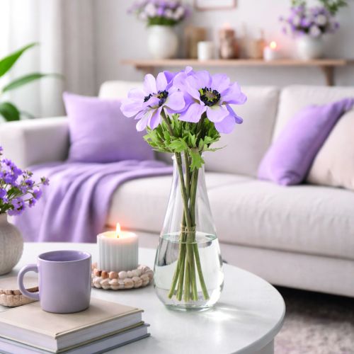 tételeket Műszőrrózsa virágok lila színben, 34 cm hosszúak, 4 darab