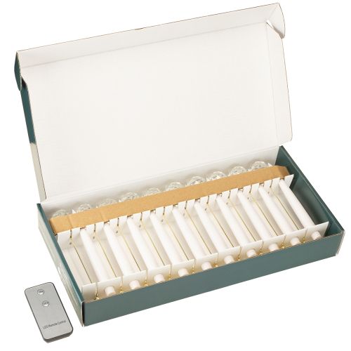 tételeket LED Fa Gyertyák, Kúpos Gyertyák Kristállyal, Sárga Fénnyel, 31cm, 10 Darab