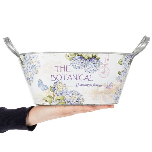 tételeket Ovális fém virágtál hortenziákhoz, fülekkel, 32×15×15cm