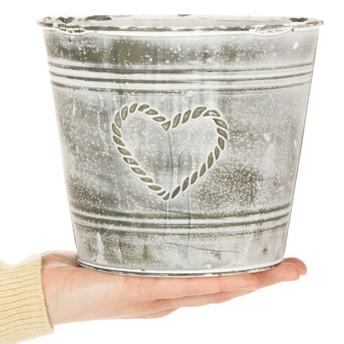 Shabby Chic Virágcserép, Fém Kaspó, Szív Alakú, Ø17.5cm, Ma15.5cm | Floristik24.hu