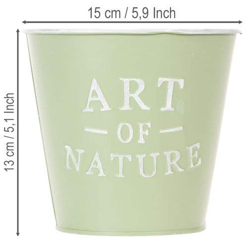 Cink virágcserép, mentazöld, Ø15cm, M13.5cm | Floristik24.hu
