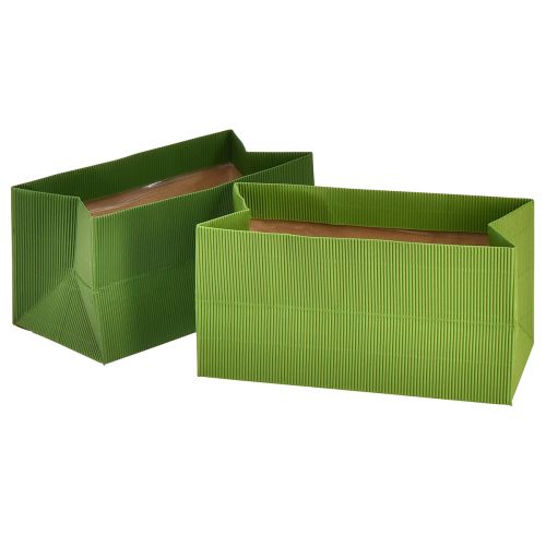 Floristik24 Virágültető Hosszú Bordás Zöld Olive Green 24x12cm 6 db