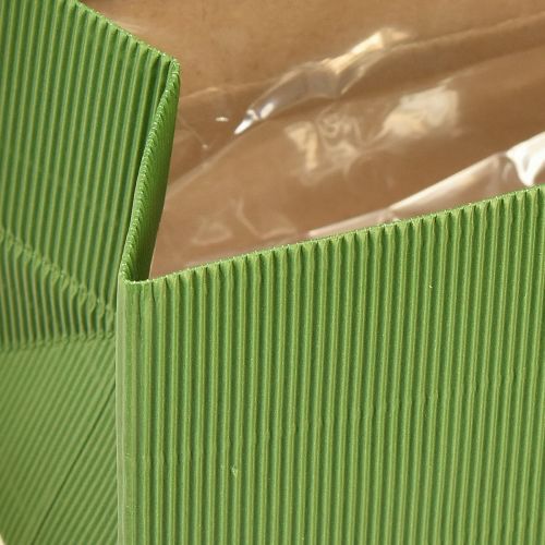 tételeket Virágültető Hosszú Bordás Zöld Olive Green 24x12cm 6 db