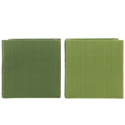 Floristik24 Virágcserép papír bordázott olívazöld 12cm 6 db