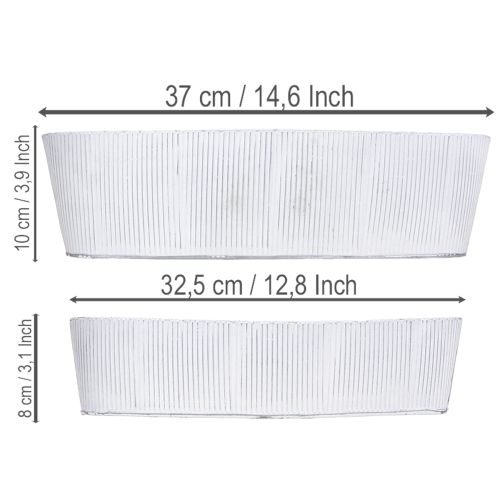 tételeket Ovális fémtál fehér és ezüst színben, 32,5 cm/37 cm, 2 darabos szett.