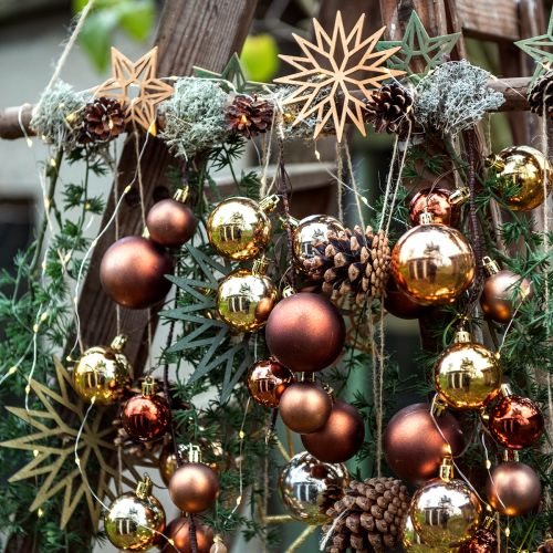 Floristik24 Karácsonyfa golyó műanyag arany 8cm 6db