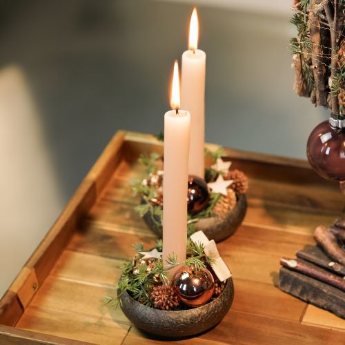 Floristik24 Karácsonyfadíszek, karácsonyi labdák, fagolyó keverék barna H4,5cm Ø4cm valódi üveg 24 db