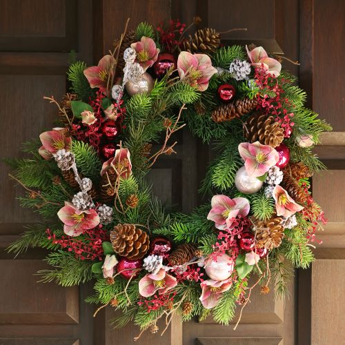 Floristik24 Elegáns karácsonyi rózsaszín rózsák csokor – 35 cm 6 db.