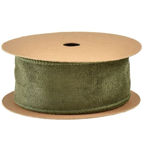 Floristik24 Szövet szalag bársony dekorációs szalag zöld ékszer szalag W50mm L8m