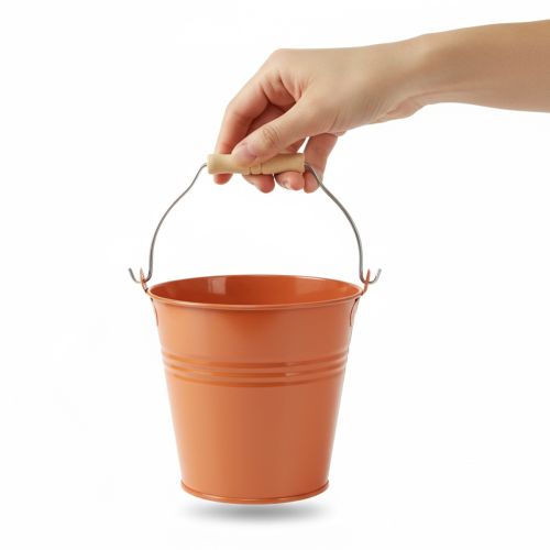 tételeket Dekoratív fém vödör/ültető, narancssárga-barna, Ø22cm, M21.5cm, 6L
