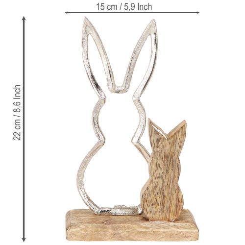 tételeket Dekoratív Rabbit Metal & Wood – Modern húsvéti figura natúr kivitelben 22cm 2 db