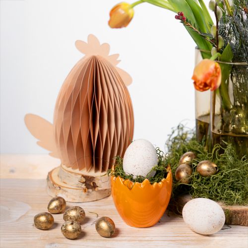 Floristik24 Dekorációs csirke fehér narancssárga méhsejt figurák húsvéti 19×12×20 cm 2 db