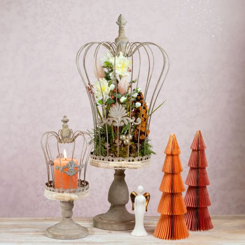 Floristik24 Díszkorona lábon vintage fém dekoráció szürke 34/66cm 2 db-os készlet