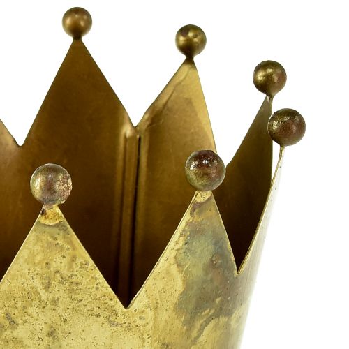 Floristik24 Dekoratív koronás fém virágcserép sárgaréz megjelenés Ø11cm/H10cm