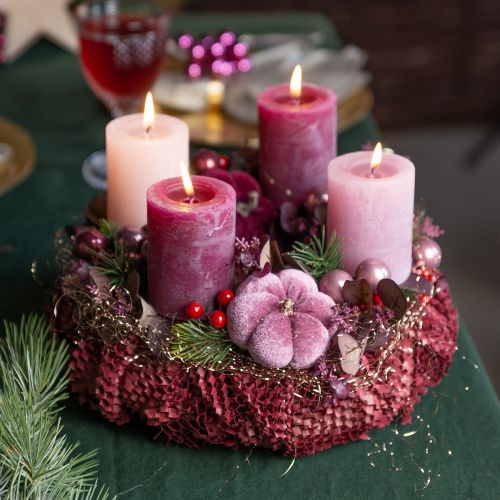 tételeket Szövettökből készült dísztök pálcikára bordó rózsaszín Ø7cm 9 db