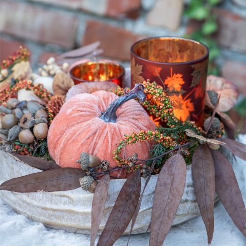 tételeket Dekoratív sütőtök sárga bézs vörös barna bolyhos Ø18cm 3 db