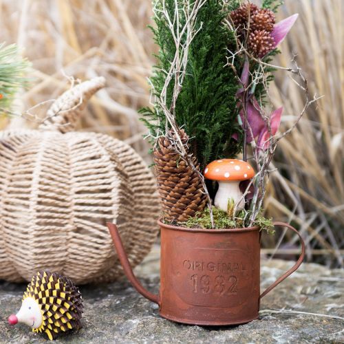 tételeket Dekoratív rozsda öntözőkanna fém Ø12,5cm H10,5cm