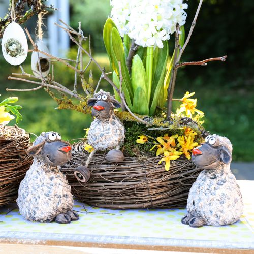 tételeket Dekoratív báránykerámia húsvéti figurák barna H13,5cm 2 db