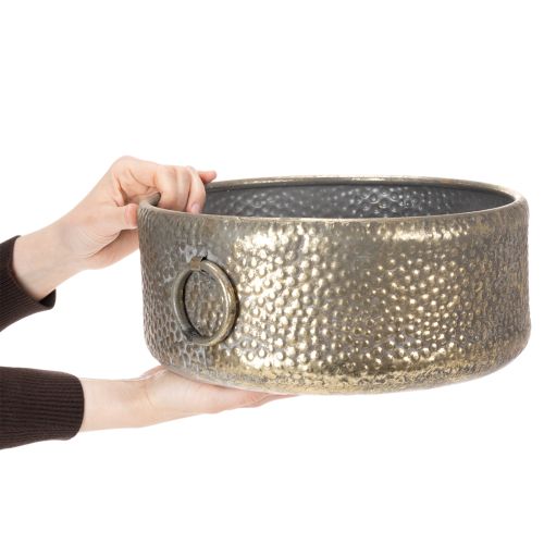 tételeket Dekoratív tál, antik hatású, fém virágtartó, arany, Ø37/31cm, 2 db-os szett