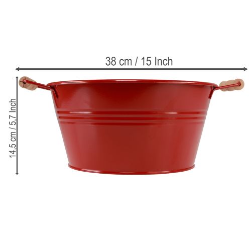 tételeket Dekoratív tál fülekkel, fém virágtál, piros, Ø29cm, M14.5cm