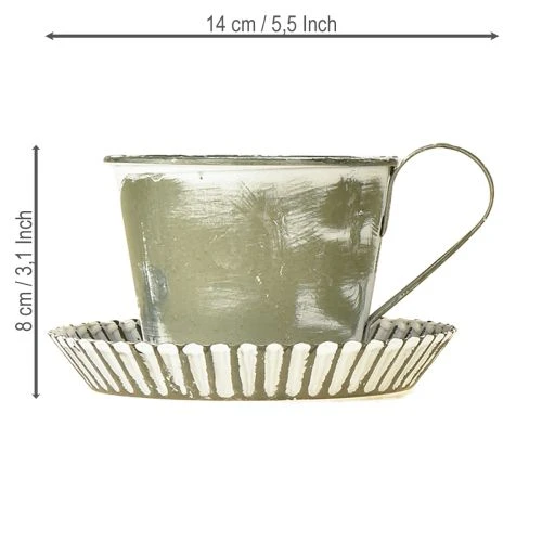 Díszpohár fémből, fehérre meszelt antik Ø9cm M8cm 2db | Floristik24.hu