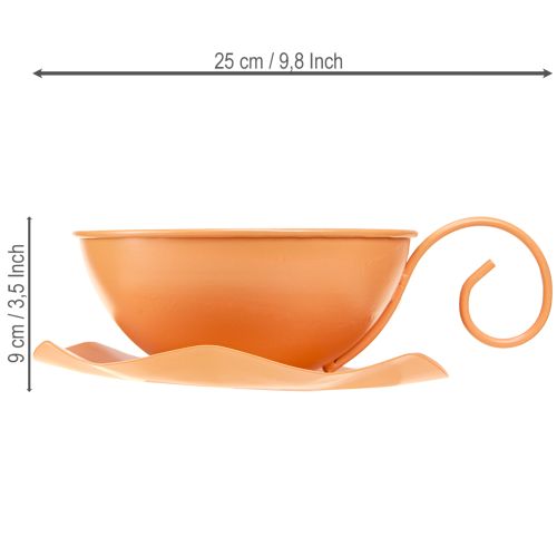 tételeket Dekoratív bögre Ø16cm M9cm fém tányérral, narancssárga, 2 darab