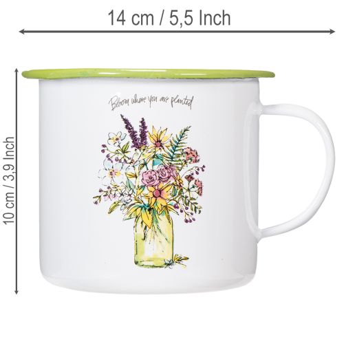 Dekoratív bögre/kaspó, zománcozott, Ø11.5cm M10cm | Floristik24.hu