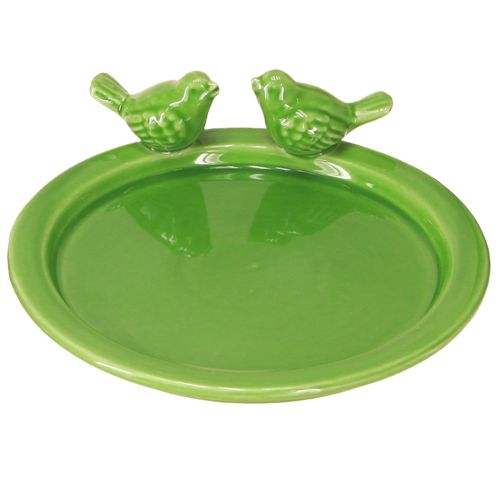 Dekoratív tányér madár fürdőasztal dekoráció kerámia zöld Ø20,5cm 2db