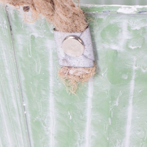 tételeket Dekoratív kaspó, fém vödör ültetéshez, ültető fülekkel, rózsaszín/zöld/sárga shabby chic Ø15cm M13cm 3 darabos szett