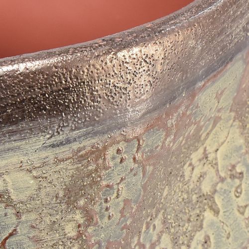 tételeket Dekoratív váza kerámia virágtartó metál barna szürke kék 16,5×20,5cm