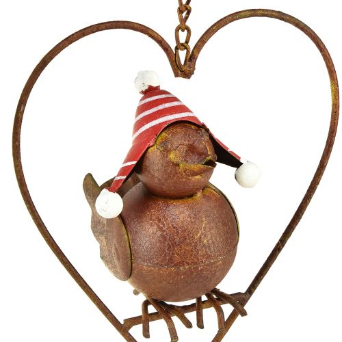 Floristik24 Dekoratív madárfém akasztós kerti dekorációhoz rozsda piros-fehér 15×21cm 2db